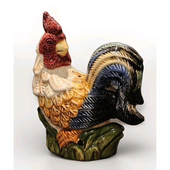 🧂 Vintage Jay Imports Glazed Ceramic Farmhouse Roosters Salt/Pepper Shaker Set - Picture 3 of 8